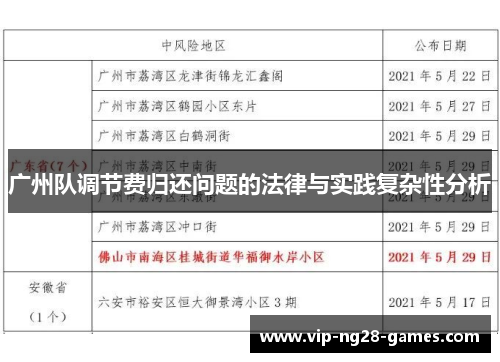 广州队调节费归还问题的法律与实践复杂性分析